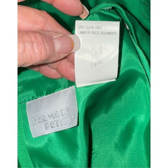 Kelly Green Linen Blend V-Neck Sht Slv Top by Halmode Petites Vintage Sz. 12 - Picture 9 of 10